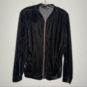 Lemon Tart Black Long Sleeve Velour Jacket Zip Up